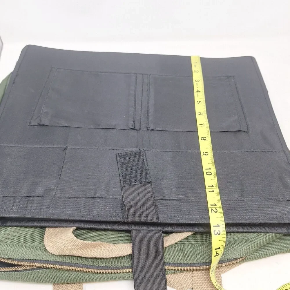 Totes Green Tan Canvas Laptop Swing Bag Travel Work Business Crossbody Strap